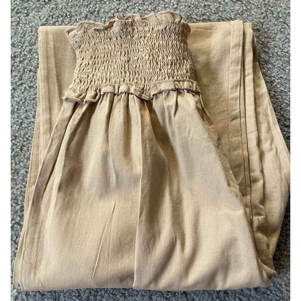 Y2K Derek Heart Wide Leg Pants Juniors M Button Accent Smocked Waist Beige - Picture 9 of 9